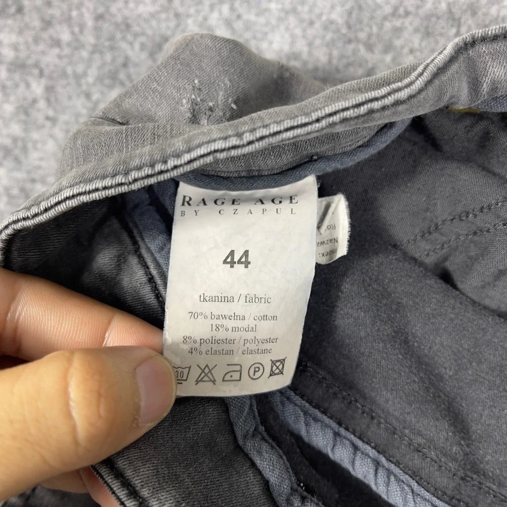 Rage Age Distressed Patchwork Jeans Mens L 31x29 Grey Slim Fit Button Fly
